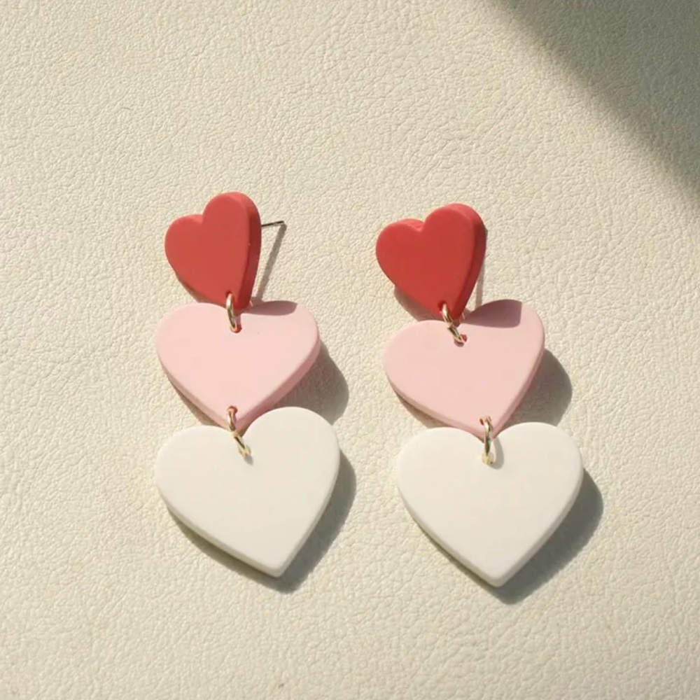 Heart Design Long Dangle Earrings Acrylic Jewelry
